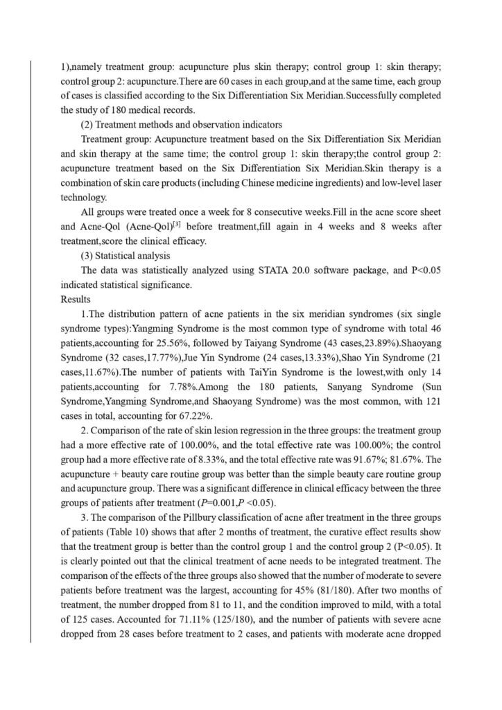 A clinical study on the six meridians syndrome differentiation pattern and acupuncture combined with skin therapy in the efficacy treatment for acne vulgari patients_page-0002